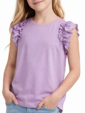 SHEIN Tee Shirt Short Ruffled Sleeve Lilac Teen Size XL (12-14)